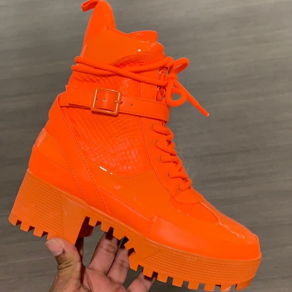 Orange Craze Combat Boots